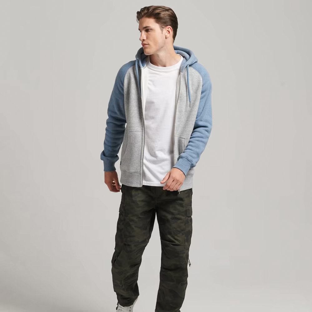 Reglan Cut Sleeve in double color Full Zipper Hoodie - Image 2