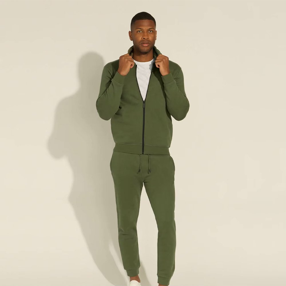 Men's Army Green Winter Full Zipper Hoodie - Image 4