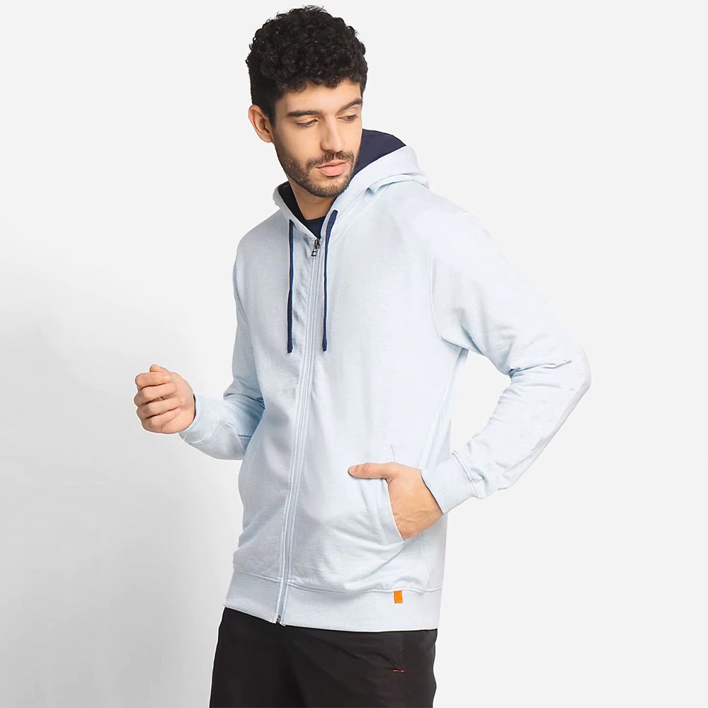 Men's Light Sky Full Zipper Warm Weather Athletic Fit Hoodie - Image 2