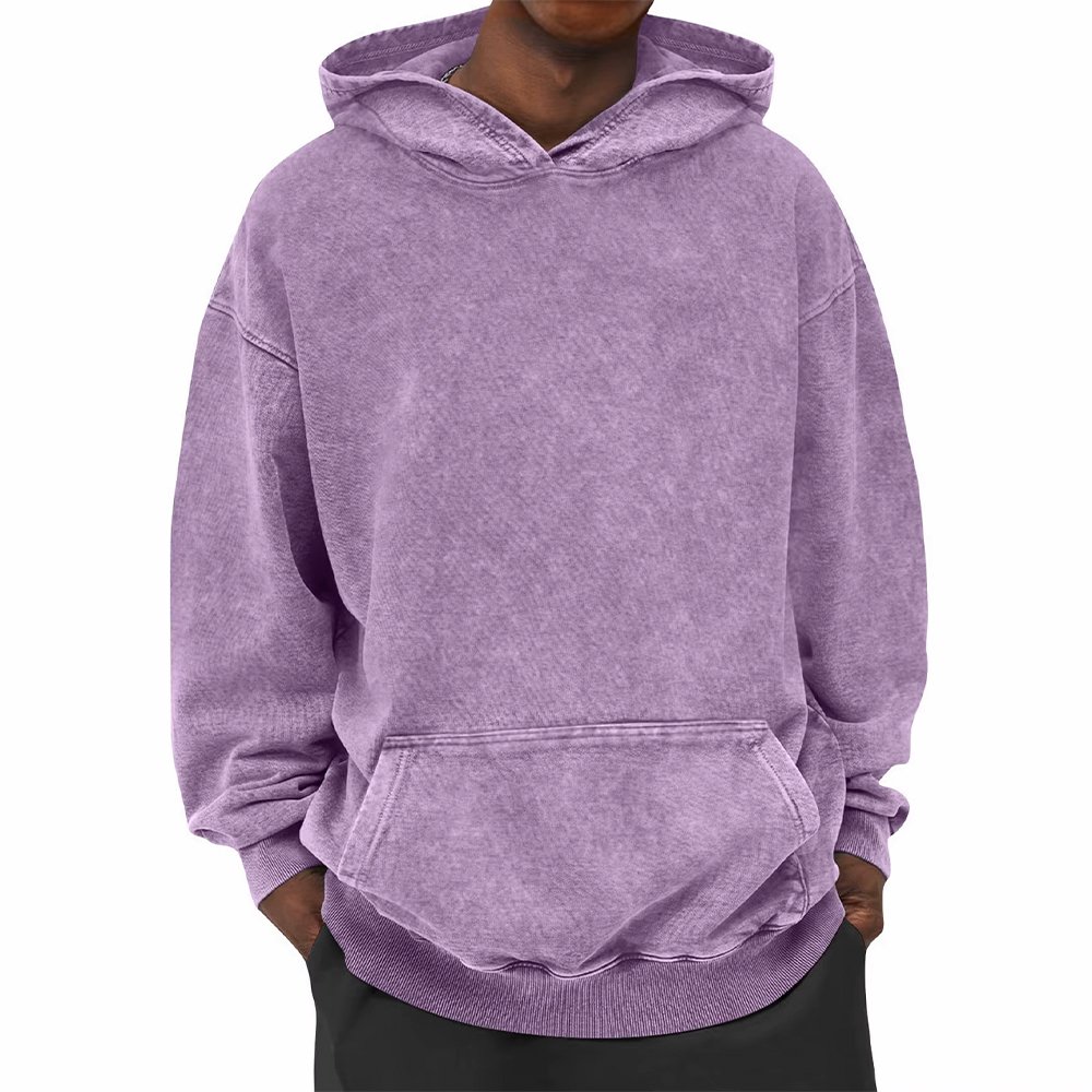 Men's Stone Wash Oversized Pullover Hoodie